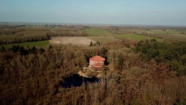 Penyimpanan Seni Kunstbunker Paasloo Perang Dunia Overijssel Belanda Eropa Aerial — Stok Video