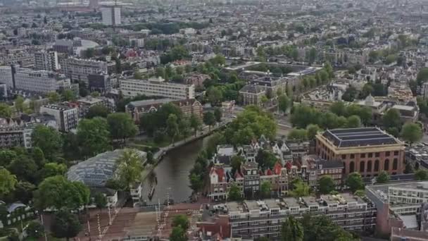 Amsterdam Netherlands Aerial V30 Birds Eye View Pan Shot Capturing — Vídeos de Stock