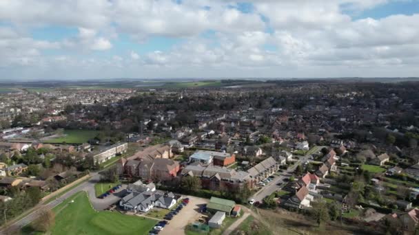 Royston Town Hertfordshire Aerial Drone Panning Shot — Stock Video