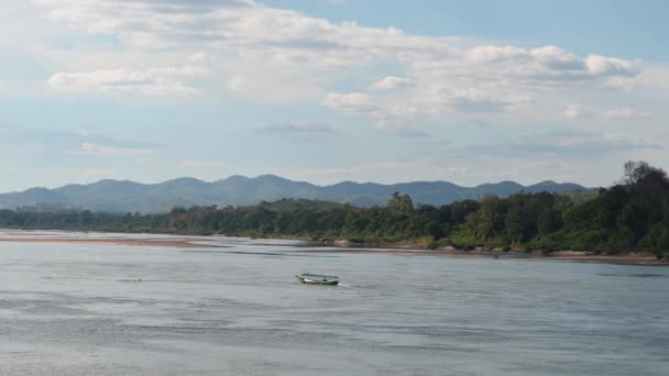 Navigating Mekong River Going Stream Touring Boat Thailand Laos — Wideo stockowe