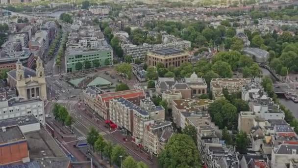 Amsterdam Holandia Aerial V29 Birds Eye View Drone Fly Neighbourhood — Wideo stockowe