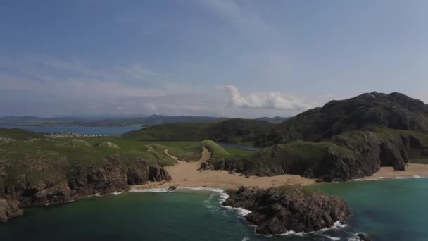 Paisaje Costero Del Soleado Verano Aéreo Donegal — Vídeos de Stock