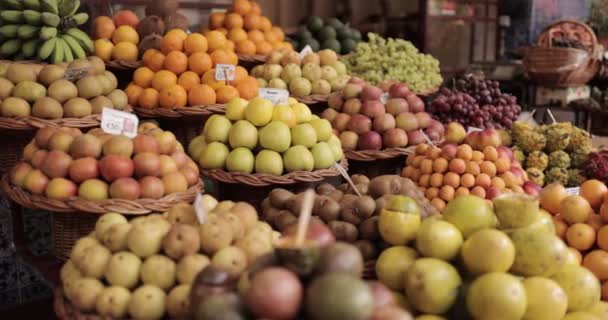 Fruit Market Madeira Island Portugal 120Fps — Stock Video