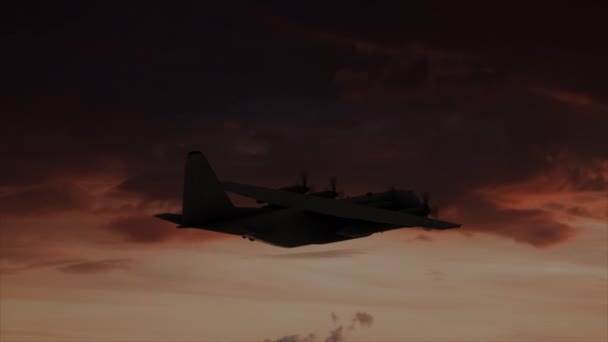 4K空中C 130夕暮れ時の登山 — ストック動画