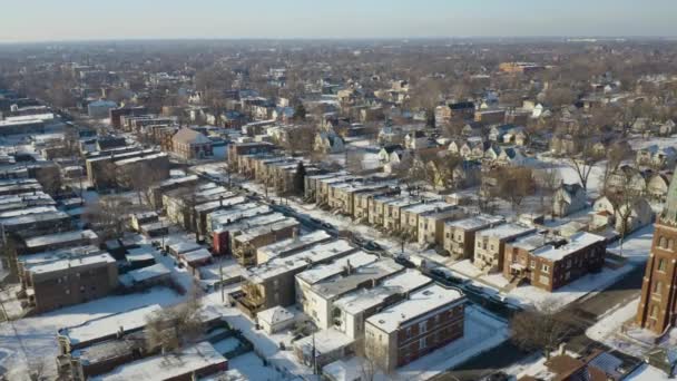 Establishing Aerial Shot Homes Englewood Chicago Neighborhood — Vídeo de stock