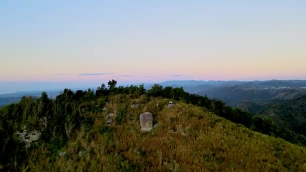 Drone Aerial Shot Mountains Sunset — Stockvideo