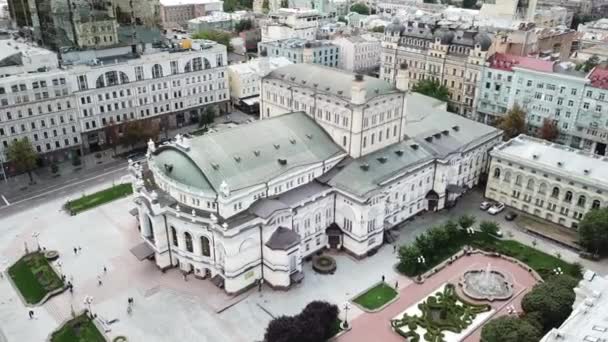 Aerial Drone Footage National Opera House Ukraine Beautiful Historical Building — Stock Video