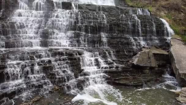 Rising Aerial Albion Falls Waterfall Ontario Canada — 비디오