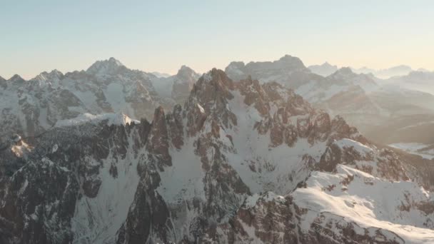 Círculo Drone Tiro Cadini Grupo Montanhas Pôr Sol — Vídeo de Stock