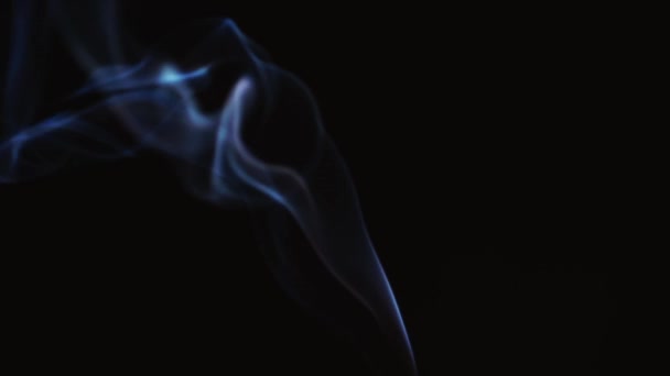 Streszczenie Niebieski Dym Kolor Czarnym Tle Zwolnionym Tempie Realistyczny Dym — Wideo stockowe