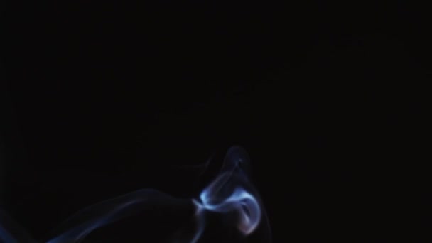 Streszczenie Niebieski Dym Kolor Czarnym Tle Zwolnionym Tempie Realistyczny Dym — Wideo stockowe