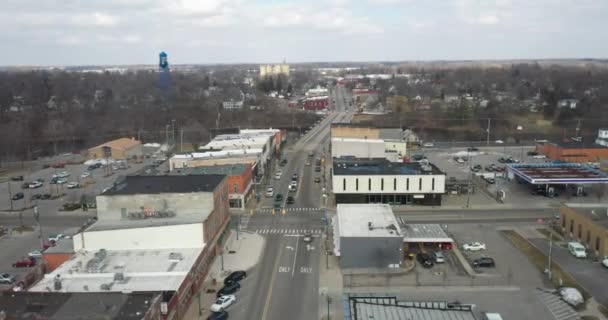 Grand Ledge Michigan Centru Města Panorama Drone Pohled Pohybuje Vpřed — Stock video