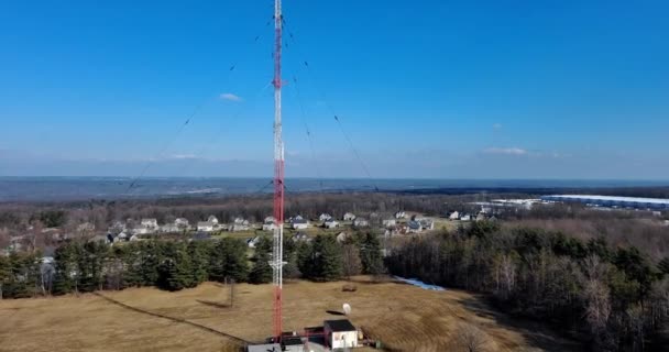 Drone Fly Radio Tower Sunny Day — Stock video
