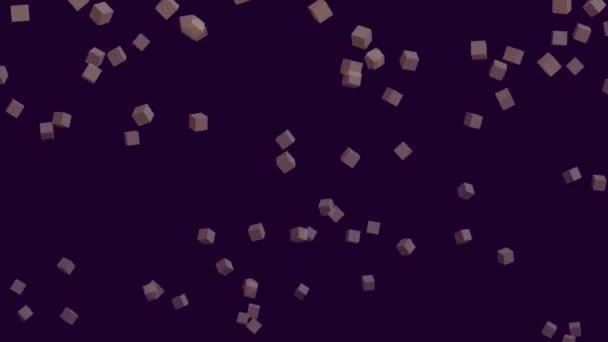 Purple Background Falling Golden Cubes Simple High Definition Animation Objects — ストック動画