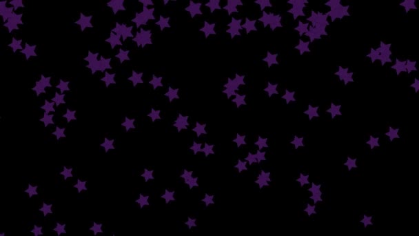 Schwarzer Hintergrund Mit Fallenden Lila Sternen Einfache High Definition Animation — Stockvideo