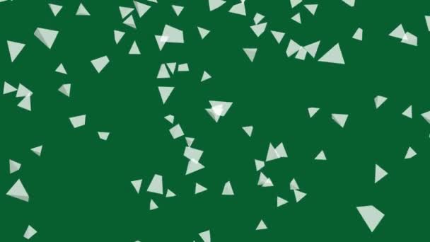 白いピラミッドが落ちる緑の背景 完璧なシームレスなループにオブジェクトが落ちているシンプルな高精細アニメーション — ストック動画
