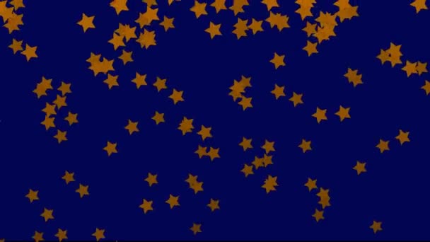 Dunkelblauer Hintergrund Mit Fallenden Orangen Sternen Einfache High Definition Animation — Stockvideo