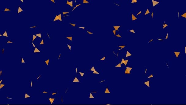 Dark Blue Background Falling Orange Triangles Simple High Definition Animation — Stock Video