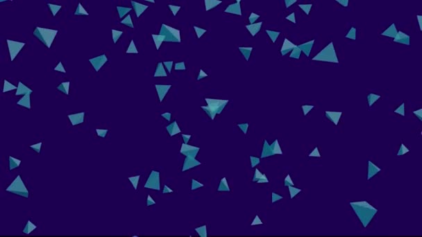 Purple Background Aqua Teal Falling Pyramids Simple High Definition Animation — Stockvideo