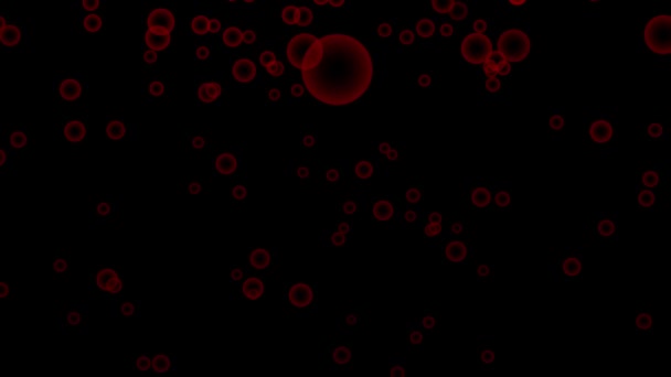 Black Background Falling Red Bubbles Simple High Definition Animation Objects — Stock Video