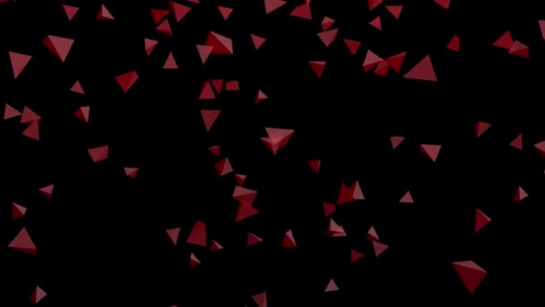 Black Background Falling Red Pyramids Simple High Definition Animation Objects — Vídeo de Stock