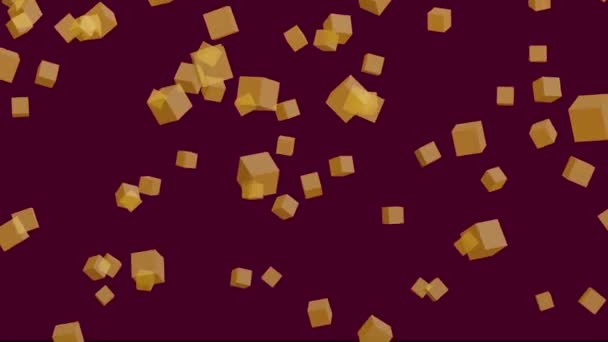 Red Wine Background Gold Falling Cubes Simple High Definition Animation — Video