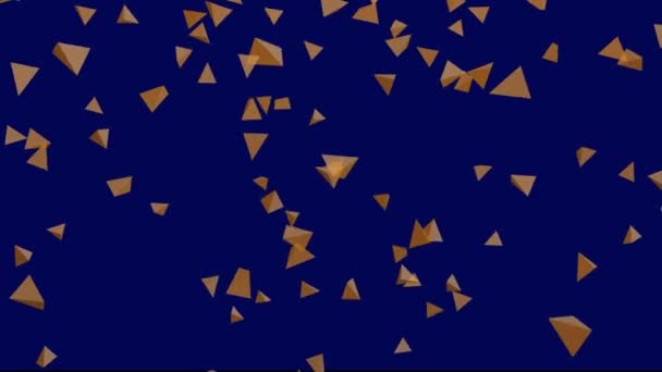 Fondo Azul Oscuro Con Pirámides Naranjas Que Caen Animación Simple — Vídeos de Stock