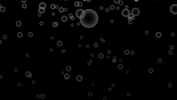 Black Background Falling White Bubbles Simple High Definition Animation Objects — Stock videók