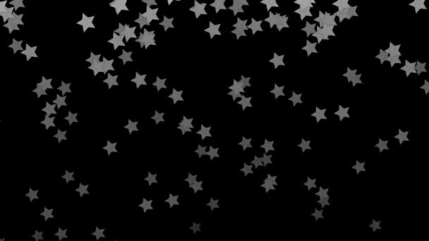 Black Background Falling White Stars Simple High Definition Animation Objects — Vídeo de Stock