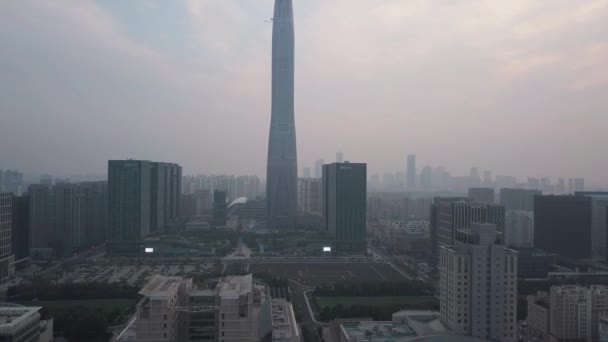 Smoggy Skyline Tianjin China — Stockvideo