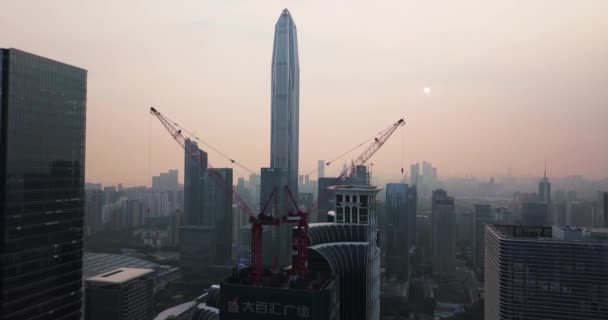 Newly Constructed Skyscrapers Cranes Shenzhen China — Video Stock