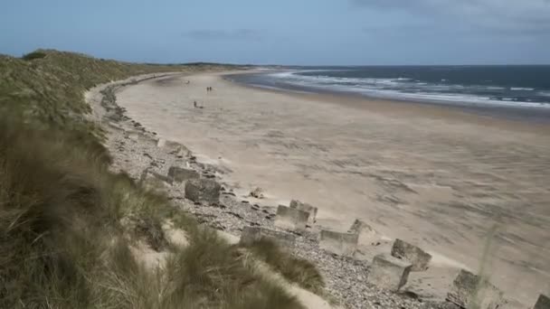 Time Lapse Windy English Beach Bamburgh — Video Stock