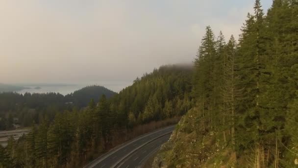 Panoramisch Uitzicht Vanuit Lucht Sea Sky Highway Buurt Van Horseshoe — Stockvideo