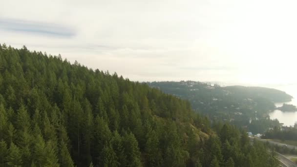 Panoramic View Sea Sky Highway Horseshoe Bay Sunny Winter Sunset — Wideo stockowe