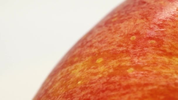 Plan Macro Peau Pomme Rouge Détail Extrême Plan Rapproché Tournant — Video