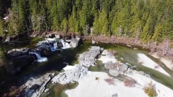 Aerial Waterfall View Kennedy River Falls Vancouver Island Canada — Vídeos de Stock