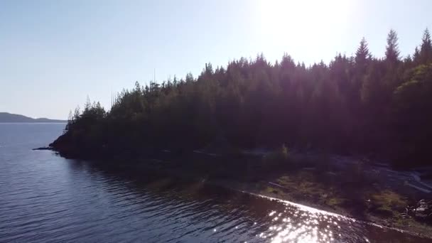 Coucher Soleil Sur Côte Ouest Lac Kennedy Île Laylee Île — Video