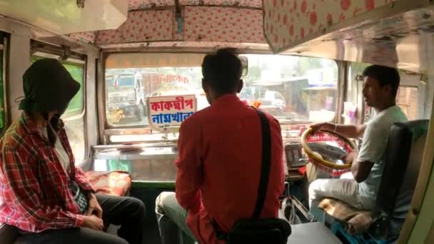 Traveling Very Colorful Local Private Bus India — Stockvideo