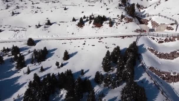 Aerial Landscape View Italian Alp Mountains Covered Snow Winter — стокове відео