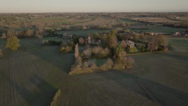 Village Church England Aerial James Great Old Milverton Warwickshire Vista — Vídeos de Stock