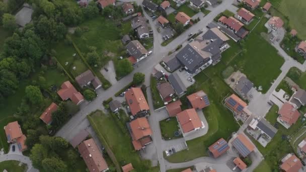 Aerial View Typical Village Sunny Bavaria Germany Tilt Drone Shot — стоковое видео