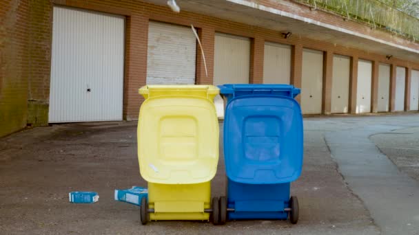 Tournage Ralenti Avec Toutes Sortes Déchets Non Triés Tombant Jetés — Video