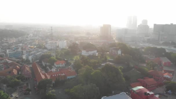 Drone Aerial Footage Malacca Old Town Malaysia Top Aerial View — Vídeos de Stock