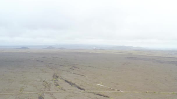 Misty Landscape Stra Sandvk Black Beach Reykjanes Peninsula Iceland Aerial — 비디오