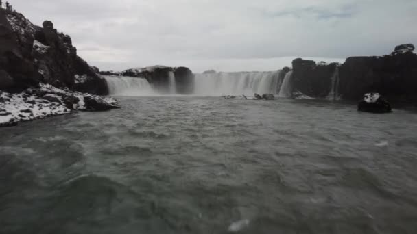 Aerial Flight Drone Famous Godafoss — ストック動画