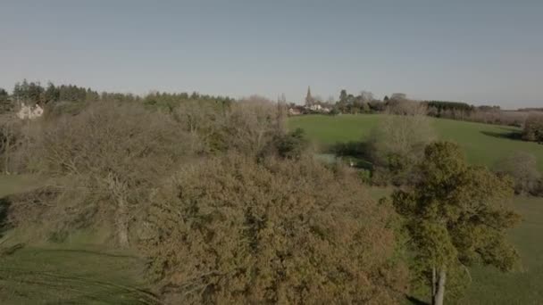 Green Warwickshire England Late Autumn Landscape Establishing Shot Aerial View — Stockvideo