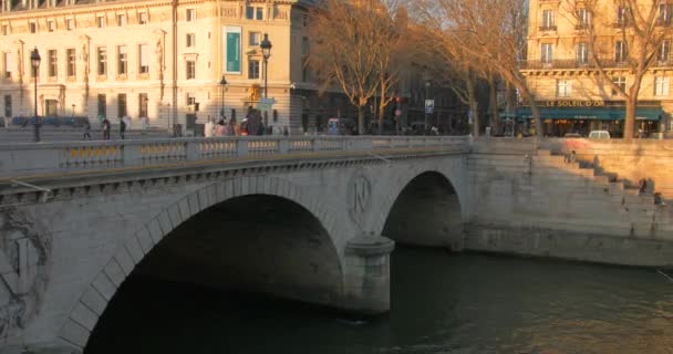 Prachtig Uitzicht Beroemde Saint Michel Brug Die Leidt Naar Ile — Stockvideo