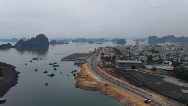 Long Bay Beautiful Natural Wonder Northern Vietnam Chinese Border Flycam — Vídeo de stock