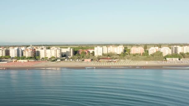 Vue Aérienne Plage Sable Fin Avec Parasols Mer Adriatique Littoral — Video