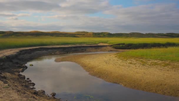 Picturesque Panorama Texel Island Netherlands Shallow River Bends Stretches Horizon — Vídeos de Stock